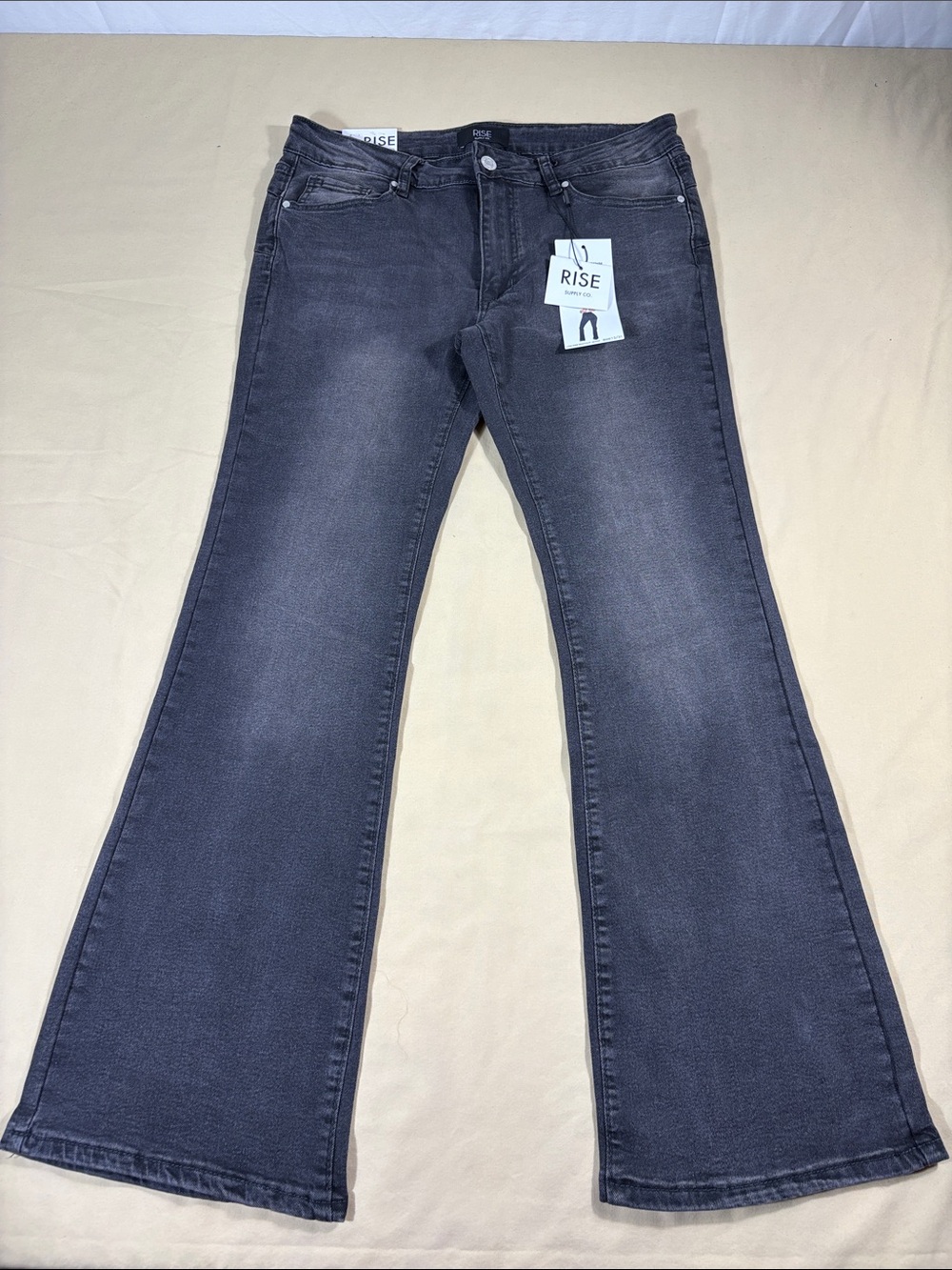 Rise‎ Supply Co Fade Black Flare Jeans Womens 13/31 Bootcut DS15LRSBC3 NWT
